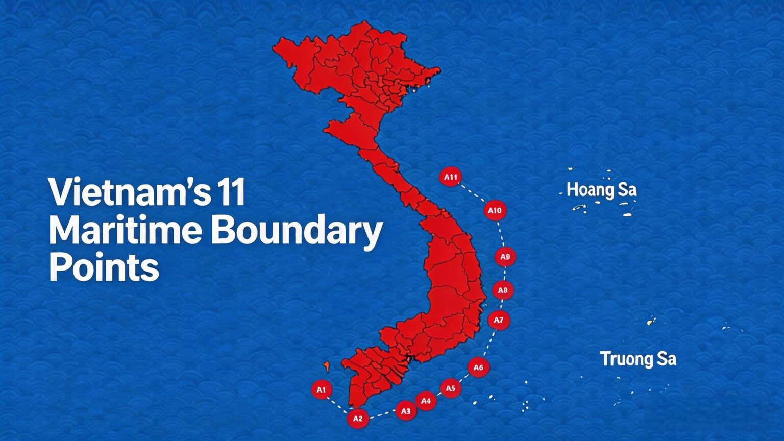 Map of the 11 maritime boundary points along Vietnam’s coastline in the East Sea