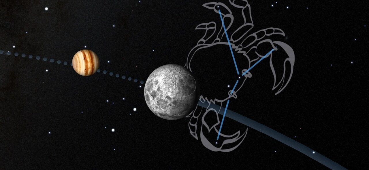 Moon and Cancer constellation during beach stargazing at Bay Canh Island
