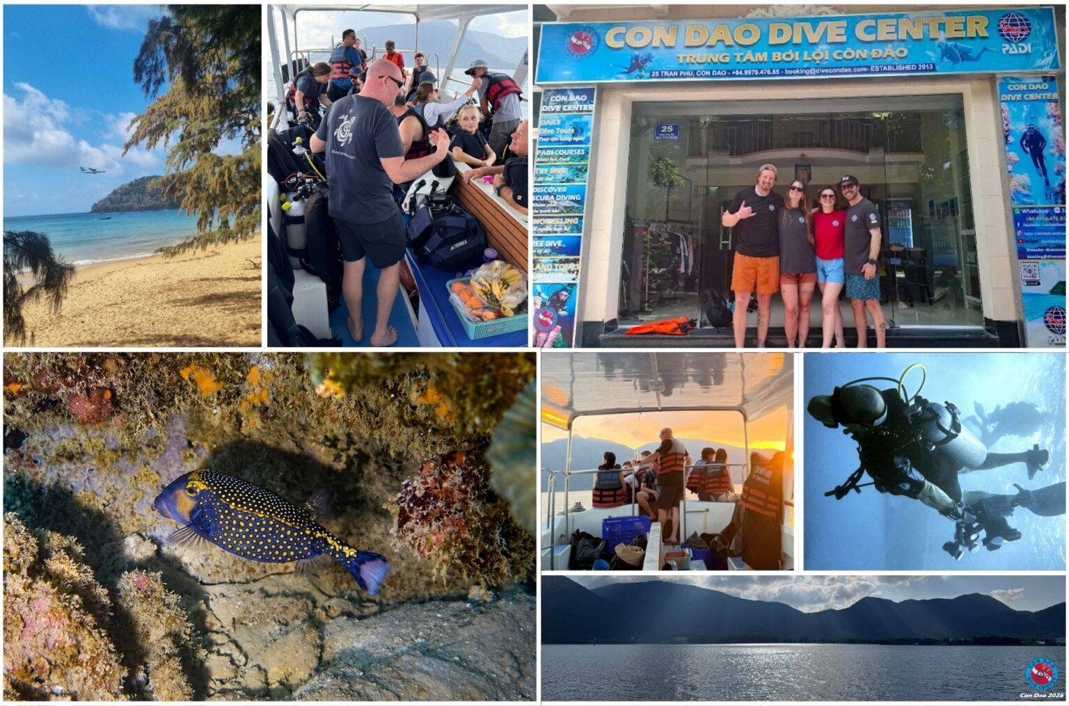 Con Dao Dive Center with dive boat, team, underwater marine life and Con Dao coastline, 2026